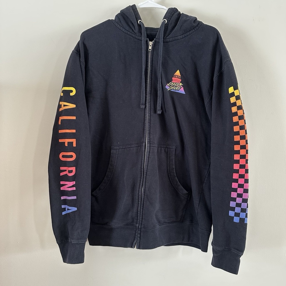 Unisex‎ Santa Cruz Hooded Zip Sweatshirt Medium Black Hotel Coronado Check